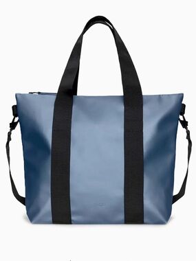 Rains Mini Blue Tote with Black Straps